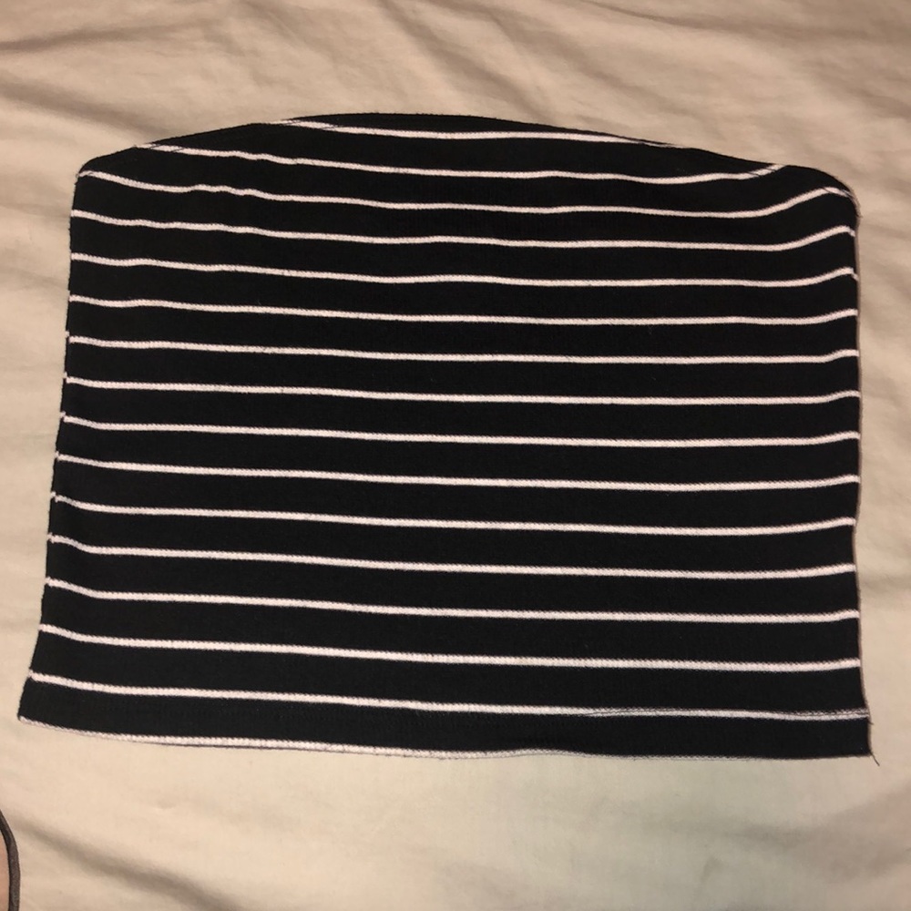 Striped tube top crop top